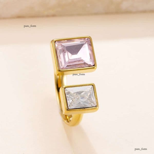 best-selling titanium open for women fashionable cast geometric square ring with Moissanite 925 Sterling Silver 18K Gold jewelry wholesale
