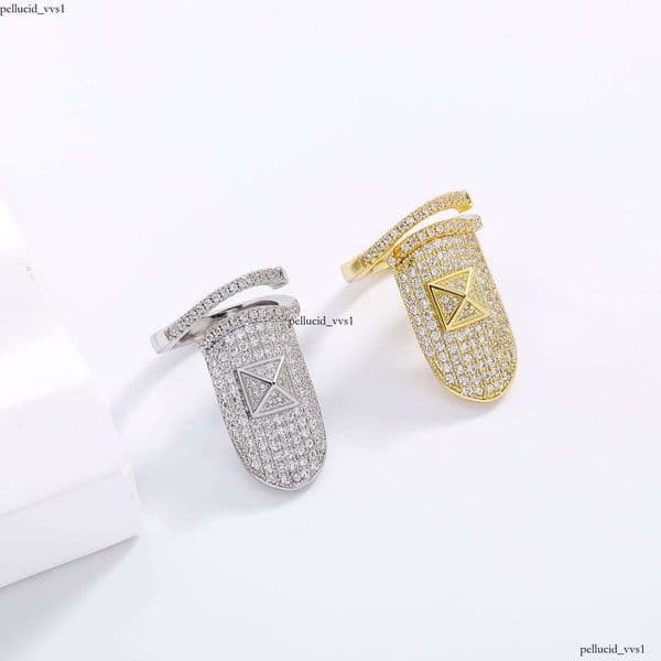 Fashion Fashion Finger Open Adjustable Nail Tips Women's Personality Silver Moissanite Ring Wholesale
