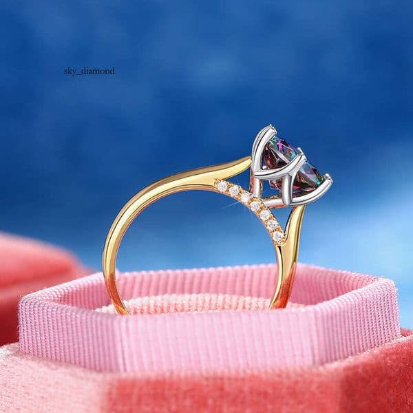 classic fashionable and versatile wedding seven-color six-prong bridal ring high-end everyday index finger ring