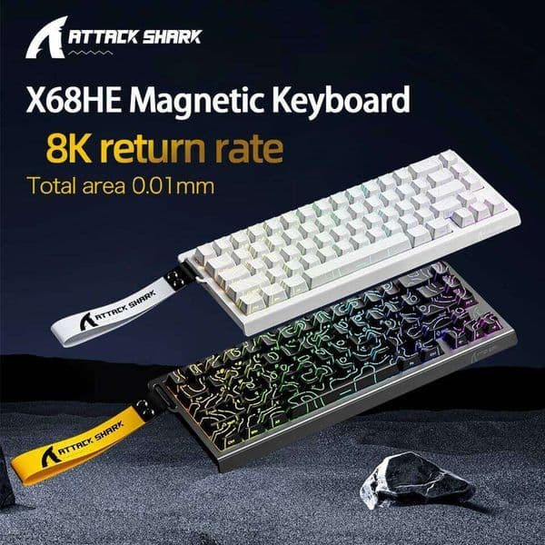 ATTACK SHARK X68HE X68Pro He Magnetic Mechanical Keyboard for Pro Gaming 0.01mm Rapid Trigg 8000Hz SOCD/Rs 0.125ms 128K Rate 26L0321