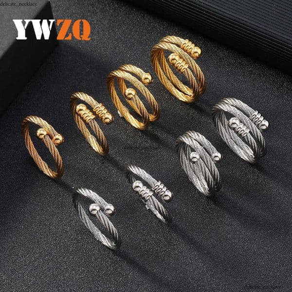 Jewelry Simple Personality 925 Sterling Silver 18K Gold Cable Ring Jewelry for Women Adjustable Open Niche Couple Rings