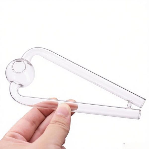 Wholesale 14CM trapezoid Shape glass oil burner pipe Thick heady Newest design glass hand straw pipe for smoking