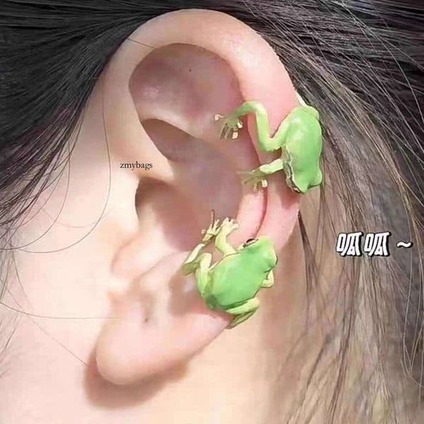 European and American Style New Frog Earrings for Women, Cross-Border Personality Cute Animal Stud Earrings, Vintage Non-Pierced Ear Clips Wholesale