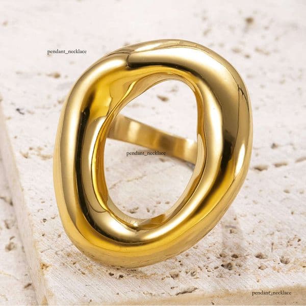 best-selling 925 Sterling Silver 18K Gold jewelry with a light luxury design index finger ring cast irregular oval hollow ring factory