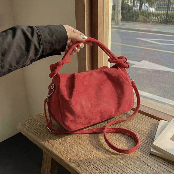 Vintage suede texture handbag for women, 2026 new casual bag, versatile and stylish everyday crossbody bag 3ad