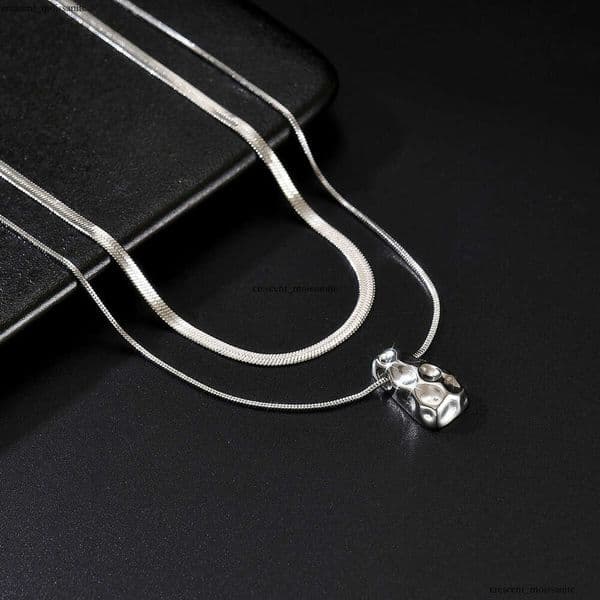 Double-layer water drop pendant titanium multi-layer necklace unisex collarbone chain minimalist style 925 Sterling Silver 18K Gold necklace wholesale