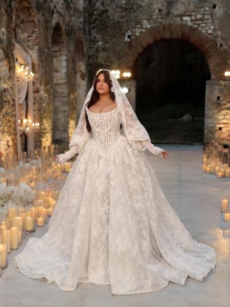 Vestido De Noiva 2026 Luxuoso Lace Wedding Dress Casamento Princesa Novia Para Boda Por La Iglesia Con Mangas Corset Bridal Gown