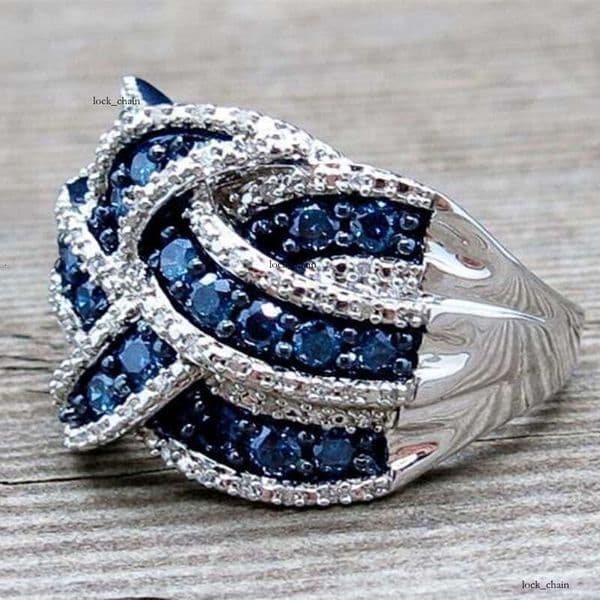 Fashion Wish bestsellers: Full-encrusted sapphire Moissanite ring Jewelry style exaggerated engagement ring