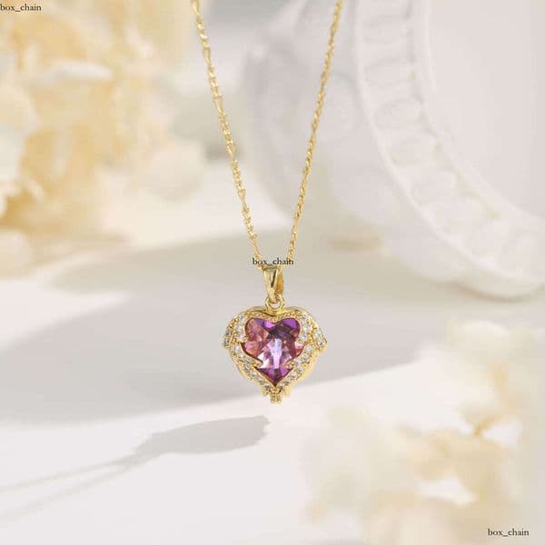 Silver Necklace Love Series 3-Color Water Ripple Clavicle Chain 18k Gold Moissanite Wholesale
