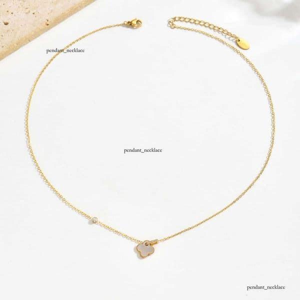 New Maillard gold four-leaf clover white mother-of-pearl necklace with diamonds light luxury collarbone chain niche design ins style