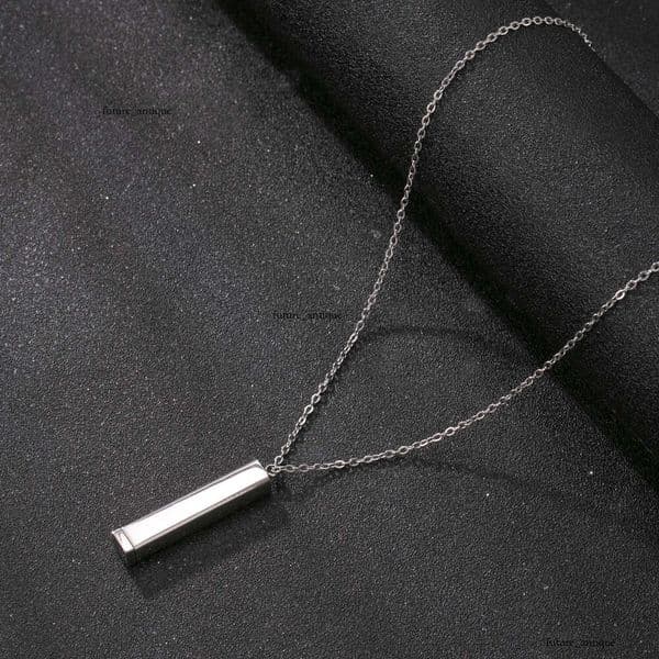 new product Sterling Silver 14K 18K Gold necklace with detachable rectangular pendant simple and minimalist style titanium steel sweater chain factory