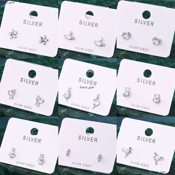S925 sterling musical note bow bone rabbit cuff stud silver ear stud collection 2026 New Year earrings trending items