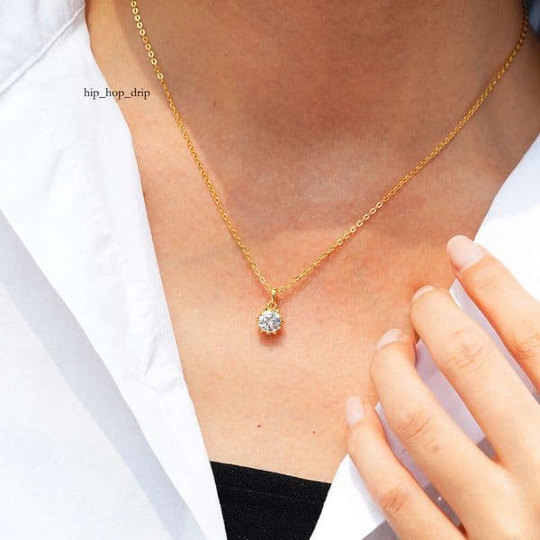 925 sterling silver pendant moissanite necklace women 14K gold plated classic snowflake design exclusively for sales