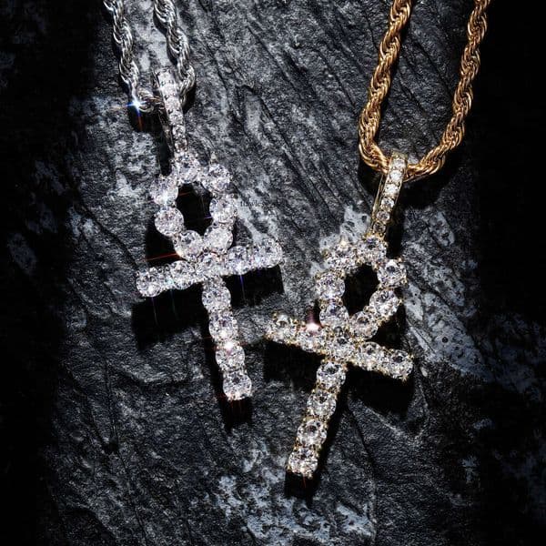 Jewelry Hip Hop Cross Full Color Moissanite Pendant Fashion Personality Trendy Unisex Versatile Necklace Jewelry