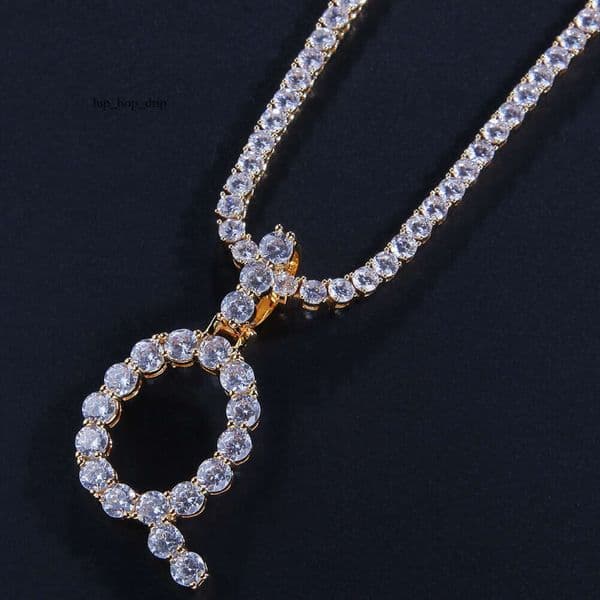 Hip Hop Simple 5mm Moissanite Large Pendant 26 Necklace Free Combination Bling Letter