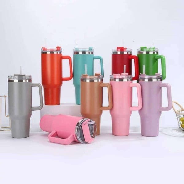 304 Stainless Steel Insulated with Straw 40oz Colorful Thermal Cup Handle Tumbler Sports Winter Water Drinking Bottle 26W0321