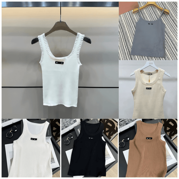 Designer Mumiuly Women's Summer Tank Luxury Designer Tanks Women Sleeveless Camis Shirt Short Tee Embroidery Woman Teeshirts Tshirts Lady Backless