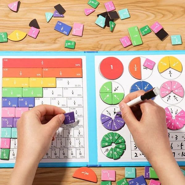 Montessori Fraction Learning Math Toy Magnetic Arithmetic Teaching Aids Wooden Book Educational Toys for Children Christmas Gift 260320