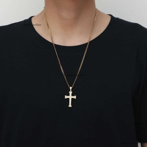 Jewelry Hip Hop Silver cross pendant popular fashion item micro-inlaid Moissanite necklace unique supply
