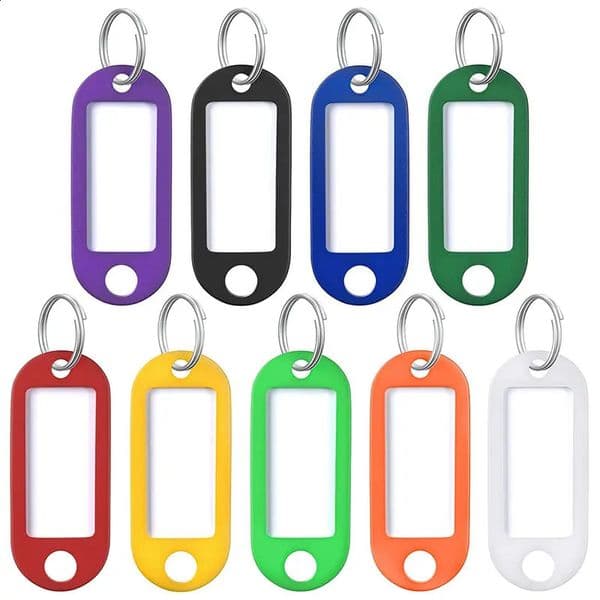 10-50pcs/lot Tough Plastic Key Tags with Split Ring Label Window for DIY Key Chain Kit Numbered Name Baggage Luggage Tags 260319