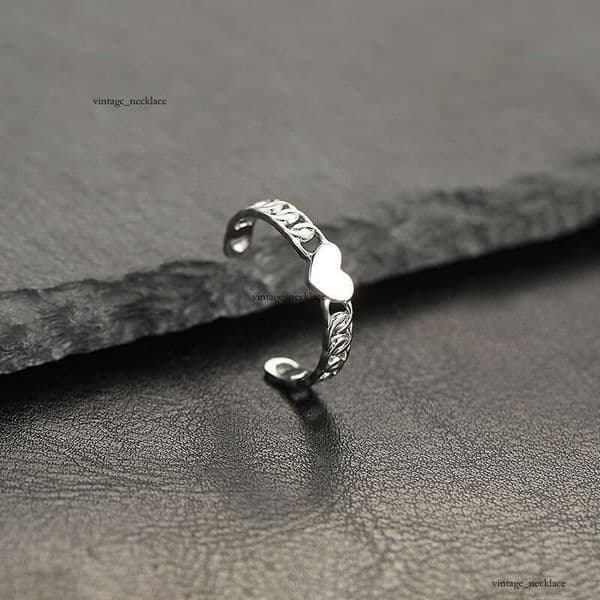 new product Sterling Silver 14K 18K Gold oil-pressed jewelry adjustable titanium steel ring with willow leaf and heart-shaped pattern manufacturer