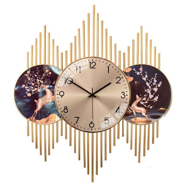 Light luxury modern living room silent clock, home creative personalized watch, crystal porcelain painting wall decoration clock