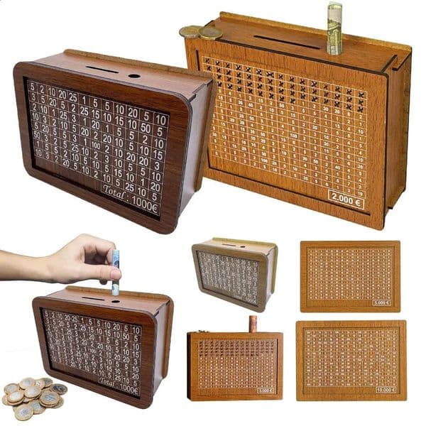 Reusable Handmade Money Saving Box Wooden Money Box Crafts with Saving Money Goals Counter Coin Tray Storage Case Children 260321