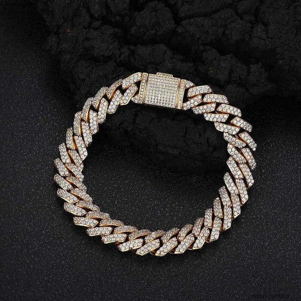 Luxury Jewelry Hip Hop 10mm diamond-shaped Cuban chain double-row diamond bracelet for men hot-selling trendy jewelry and accessories