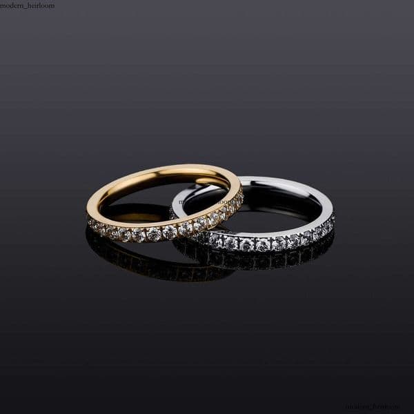 Jewelry Fashion Trendy Gold Australian 925 Sterling Silver 14K Gold Single Row Full Diamond for Women Hip Hop Simple Ring Personality Jewelry
