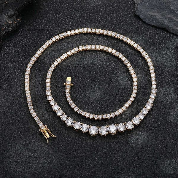 Gradient Moissanite Tennis New Ins Trend Personality Chain Hip Hop Hip Hop Style Couple Men and Women Necklace