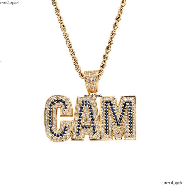 Two-tone Moissanite pendant Jewelry Hip Hop jewelry foreign trade inlaid with Moissanite English CAM letter necklace