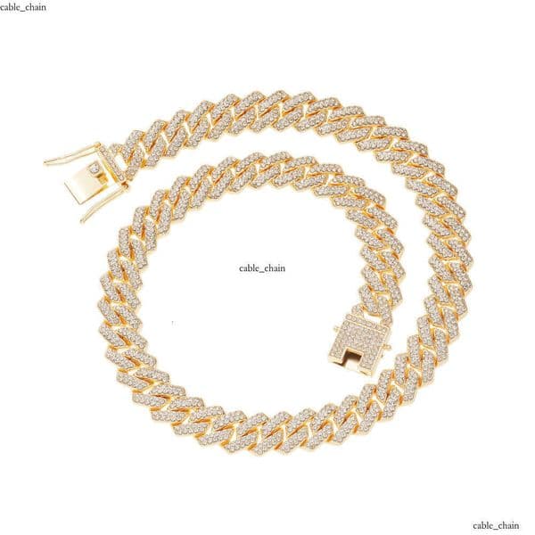 14mm necklace alloy with Moissanite Luxury Jewelry Hip Hop jewelry men's and women's double-row full-Moissanite Cuban chain