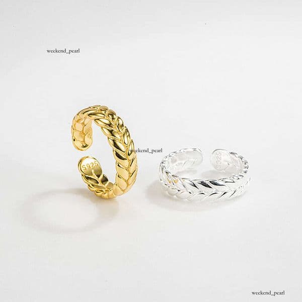 Hip Hop Style trendy S925 sterling silver wheat ear with unique design twisted and personalized open-ended index finger ring