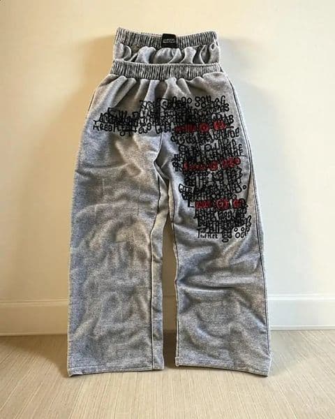 Streetwear American Retro Sweatpants Y2K Clothing Men Women Hip Hop Lettering Double Layered Baggy Pants Casual Jogging Trousers 260319