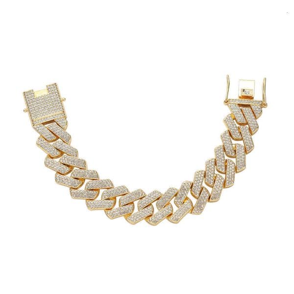 20mm alloy bracelet Hip Hop jewelry trend 3 rows of diamonds men's bold large Cuban chain wholesale