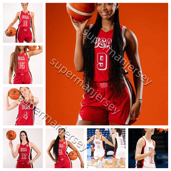 2026 USA Women's Basketball (FIBA World Cup Qualifiers) Paige Bueckers 4 Kelsey Plum Dearica Hamby Kahleah Copper Angel Reese Caitlin Clark 12 Jackie Young Howard S-4XL