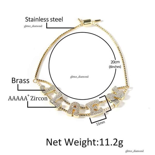 Moissanite Jewelry Simple Fashion 26 English Letter Splicing Bracelet Personalized Creative DIY Custom Name Jewelry Wholesale Trend
