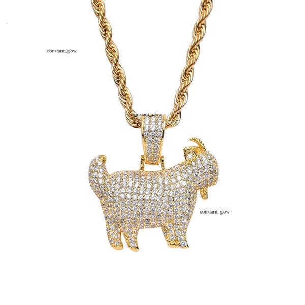 Little Sheep Jewelry Hip Hop Jewelry Rap Accessories Unisex Necklace Layered Style Silver Inlaid Moissanite Goat Pendant