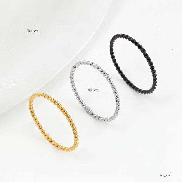 best-selling Sterling Silver 14K 18K Gold jewelry Simple and stylish ultra-thin plain ring 1.5mm twisted titanium steel ring manufacturer