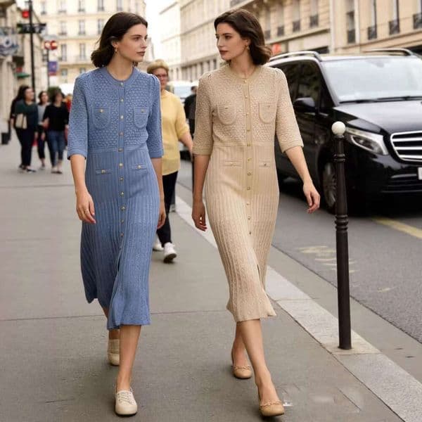 European and American style three-quarters sleeve mid length over knee women's dress 2026 g20 summer and autumn fashion hotspot