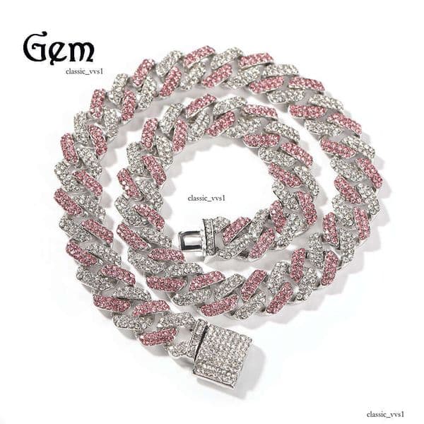 New Moissanite Jewelry Style Cuban Chain Alloy Full Diamond 13MM Hip Hop Rap Men's Cool Necklace Jewelry