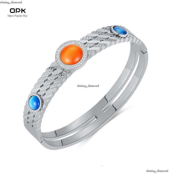Jewelry Jewelry Fashion Retro Light Luxury Inlaid Colorful Natural Stone Bracelet High-end 925 Sterling Silver 14K Gold Bangle for Women