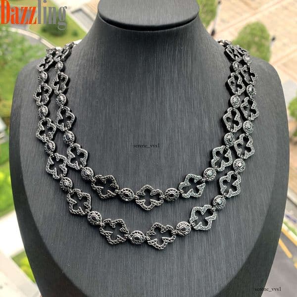 New Hip Hop Style men's bracelets and necklaces with unique black Moissanite inlay design trendy foreign trade accessories wholesale