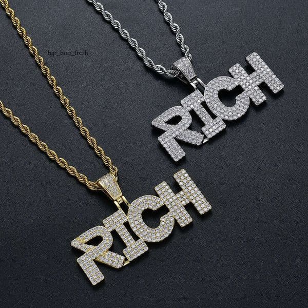 RICH Jewelry Hip Hop Pendant Foreign Trade Silver Inlaid with Moissanite English Letter Necklace
