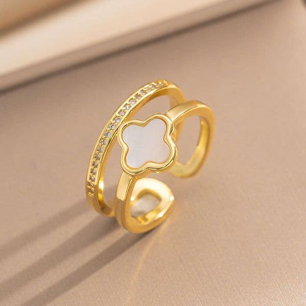 Zircon Ring For Women Elegant High-end Adjustable Open Design Simple And Trendy Ins Style Ring