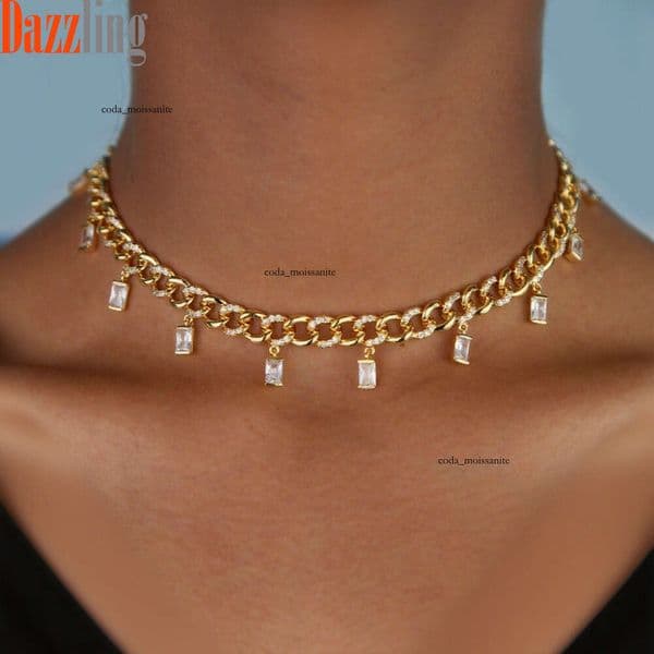 New Jewelry foreign trade necklace with multiple pendants and Moissanite stones Cuban chain necklace Hip Hop rap women's jewelry available for