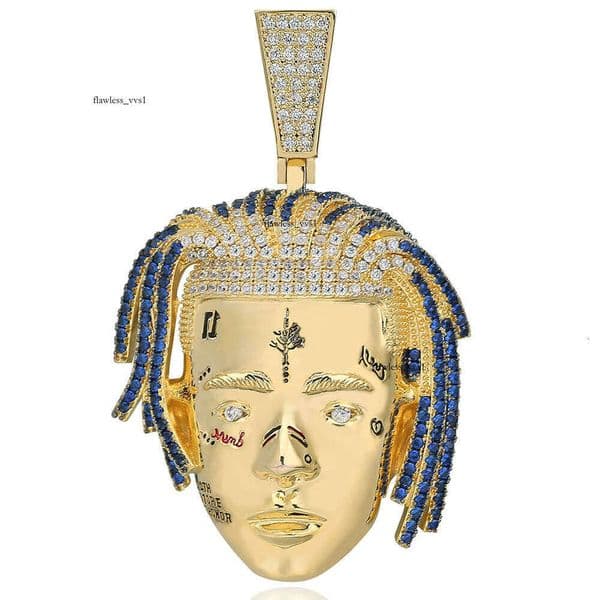 Luxury Jewelry male singer xxxtentacion portrait pendant Silver inlaid with Moissanite trendy and unique Hip Hop necklace