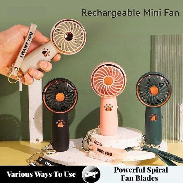 Summer Cute Cartoon Fan - Mini Portable USB Charging Handheld for Students Outdoor Adventures Cooling Comfort H260321