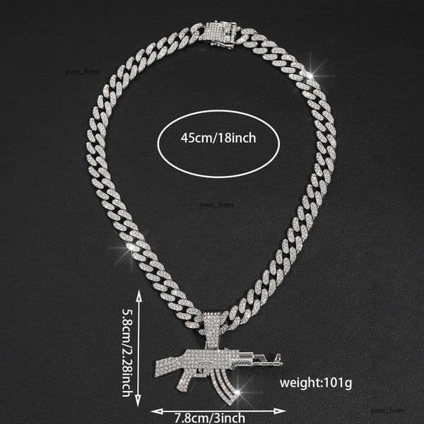 Alloy Game Peripheral AK Submachine Cuban Gun Necklace Men's Hip Hop Style Sweater Chain