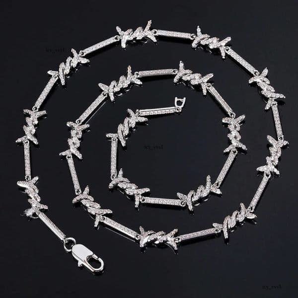 Jewelry jewelry 2.5mm wire Hip Hop with micro-inlaid Moissanite D-shaped clasp fine thorn chain couple's necklace
